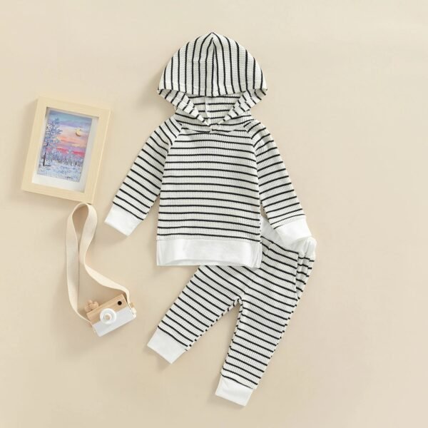 Liuliukd|Stripe Hooded Baby Clothing-Black-Baby