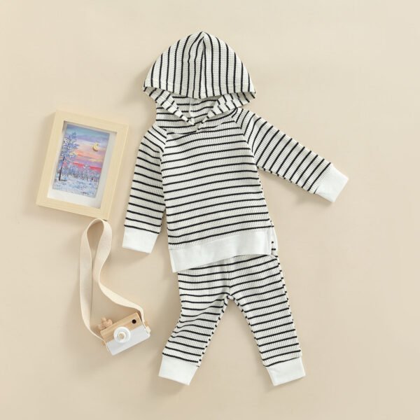 Liuliukd|Stripe Hooded Baby Clothing-Black-Baby