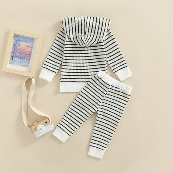 Liuliukd|Stripe Hooded Baby Clothing-Black-Baby