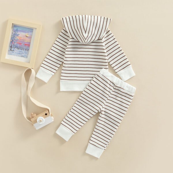 Liuliukd|Stripe Hooded Baby Clothing-Khaki-Baby