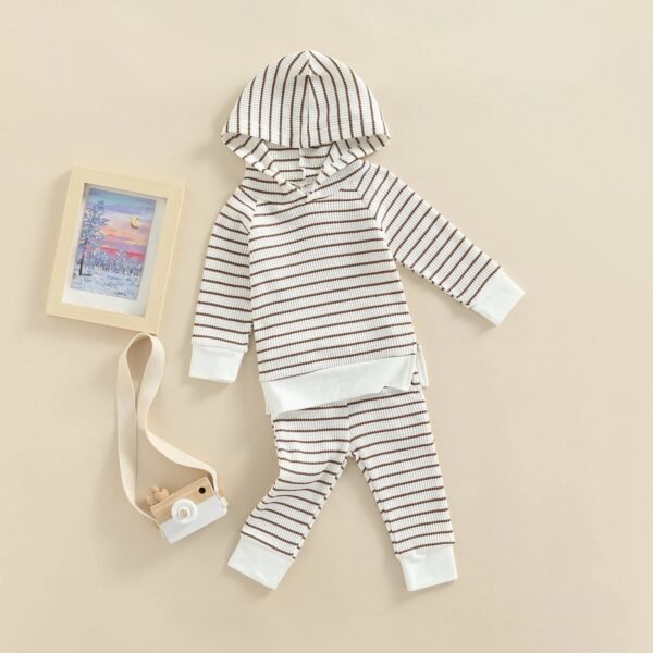 Liuliukd|Stripe Hooded Baby Clothing-Khaki-Baby