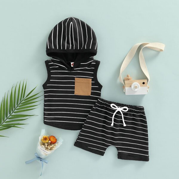Liuliukd|Stripe Hooded Boys Clothing-Black-Kids