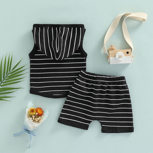 Liuliukd|Stripe Hooded Boys Clothing-Black-Kids
