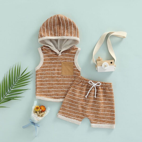 Liuliukd|Stripe Hooded Boys Clothing-Brown-Kids