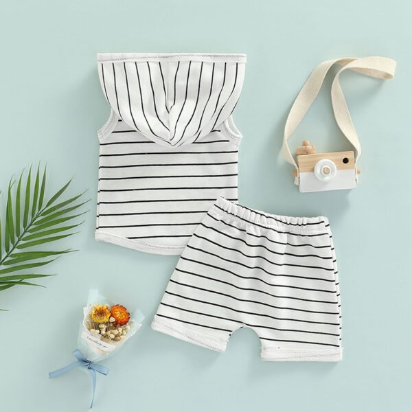 Liuliukd|Stripe Hooded Boys Clothing-White-Kids