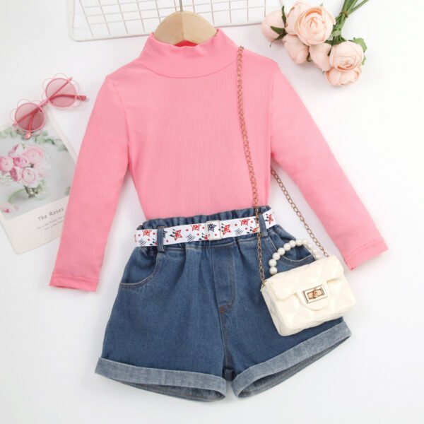 Liuliukd|Turtleneck Kids Clothing-Pink-Kids