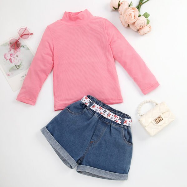 Liuliukd|Turtleneck Kids Clothing-Pink-Kids