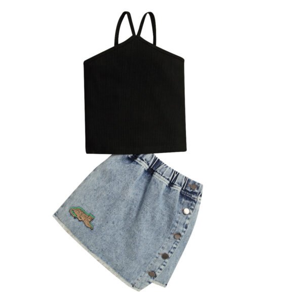 Liuliukd|Vest Animal Embroidery Denim Skirt Wholesale Kids Clothing-Kids