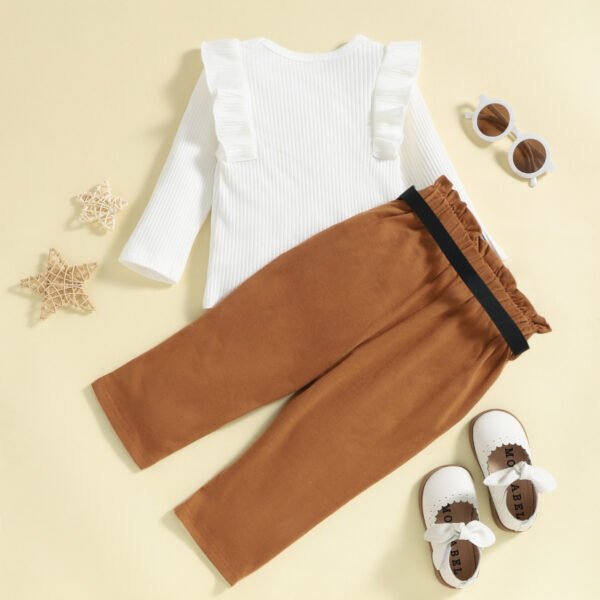 Liuliukd|Long Sleeved Girls Clothing With Waist Bags-White-Kids