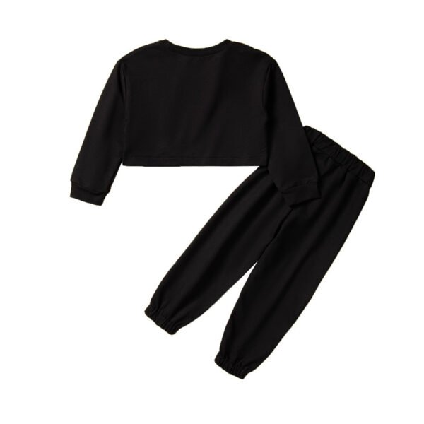 LiuliukdGirls Sports Denim Stitching Sweater Set-Kids