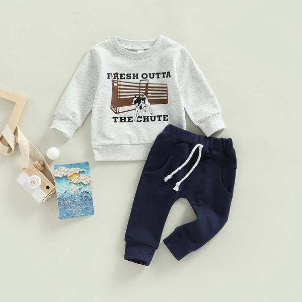 Liuliukd|Cow Letter Toddler Boy Clothes-Gray-Baby