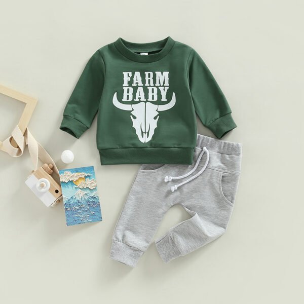 Liuliukd|Cow Letter Toddler Boy Clothes-Green-Baby