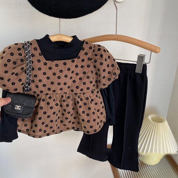 Liuliukd|Floral Three Piece Children Clothing Wholesale-Brown-Kids
