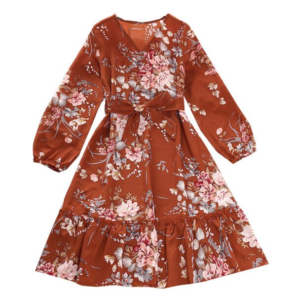 Liuliukd|Floral V Neck Children Dress-Teenager