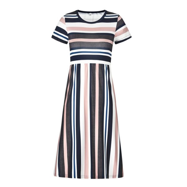 Liuliukd|Girls Short Sleeve Stripe Printed Maxi Dresses-Kids