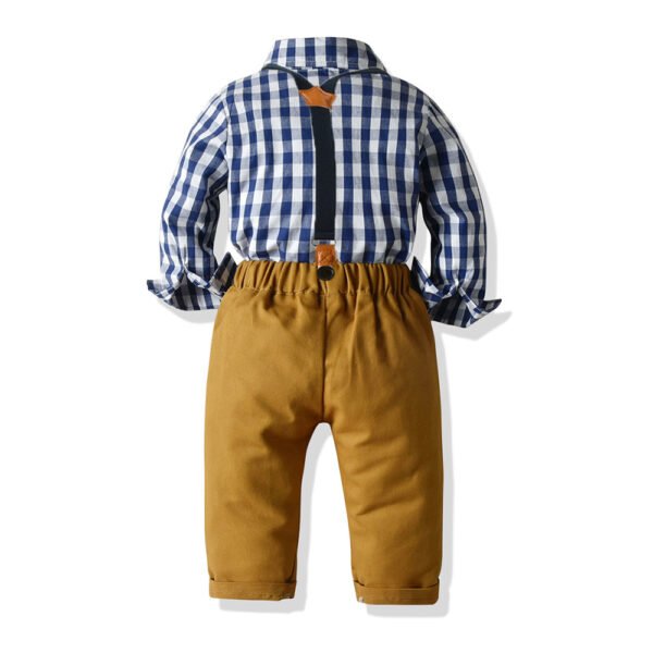 Liuliukd|Plaid Shirt Overalls Boys Clothing Sets-Blue-Kids