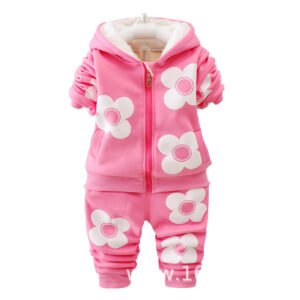 Liuliukd|Thick Hooded Coats Pants Suit Toddler Girls Clothes-Kids