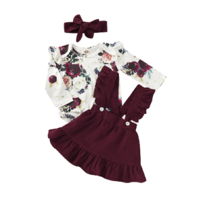 Liuliukd|Girls Floral Romper Overall Dress Set Baby Clothes-Baby