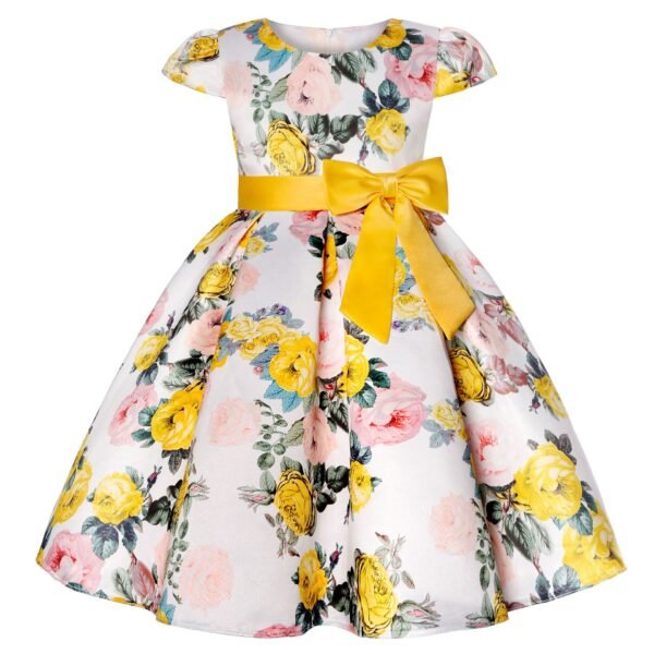 Liuliukd|Flower Kids Dresses For Girls-Yellow-Kids