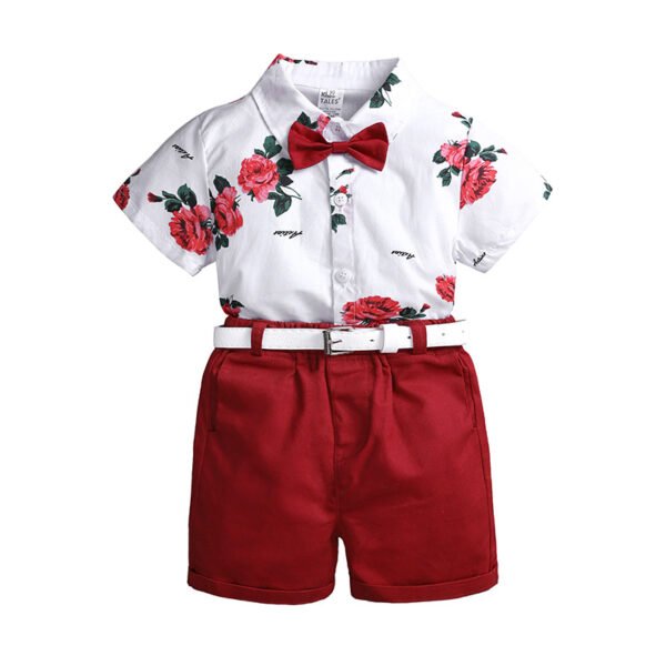 Liuliukd|Flower Shirt Shorts Boys Clothing Sets-White-Kids