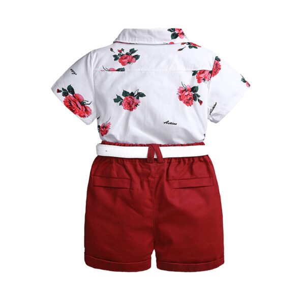 Liuliukd|Flower Shirt Shorts Boys Clothing Sets-White-Kids