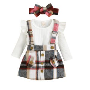 Liuliukd|Knitted Plaid Girls Clothing-Kids