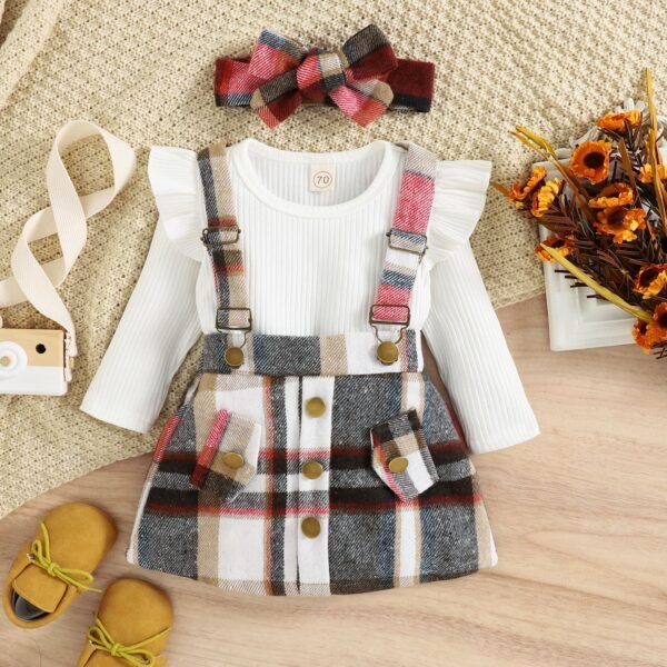 Liuliukd|Knitted Plaid Girls Clothing-Red-Kids