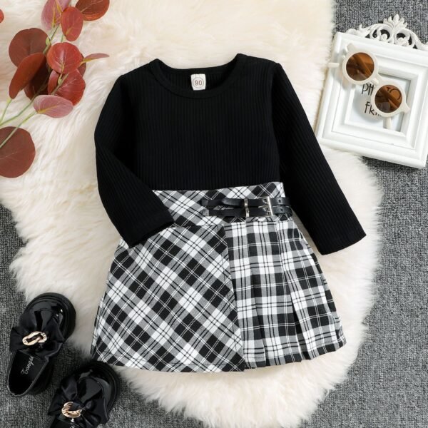 Liuliukd|Plaid Children Boutique Clothing-Black-Kids
