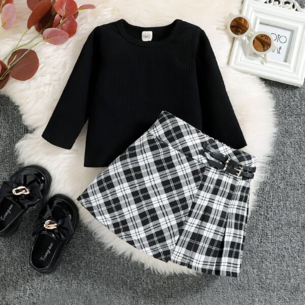 Liuliukd|Plaid Children Boutique Clothing-Black-Kids
