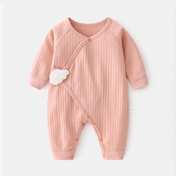 Liuliukd|Solid Baby Romper With Wing-Pink-Baby