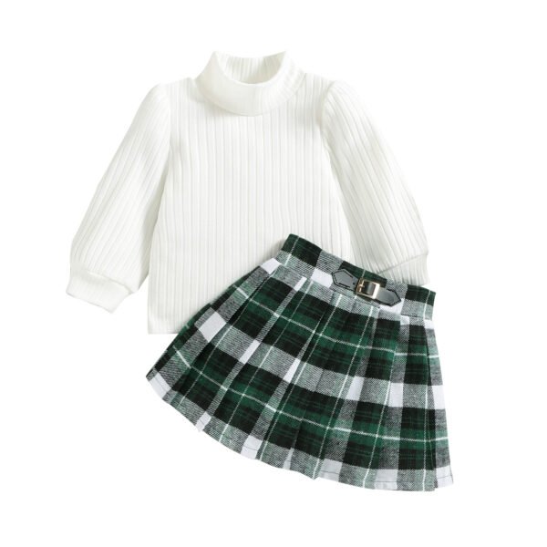 Liuliukd|Turtleneck Plaid Kids Two Piece Set-Kids