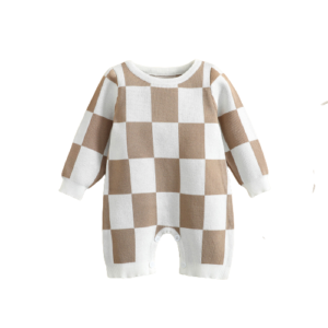 Liuliukd|Knit Checkerboard Baby Rompers-Baby