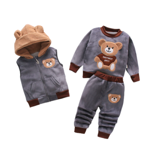 Liuliukd|Thicken Fleece Bear Hooded Kids Clothes-Kids