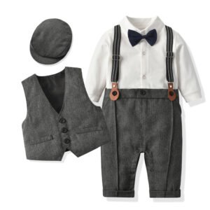 Liuliukd|Baby Boys Gentleman Outfits Suits-Grey-Baby