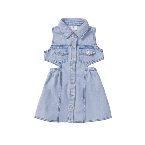 Liuliukd|Backless Sleeveless Girls Denim Dress-Kids