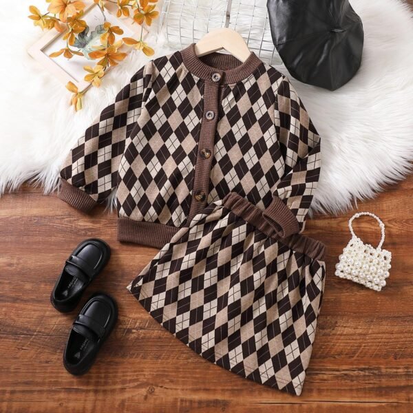 Liuliukd|Diamond Girls Winter Clothing-Brown-Kids