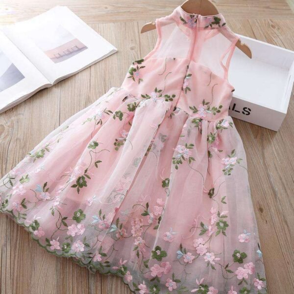 Liuliukd|Embroidery Flower Girls Dresses-Pink-Kids