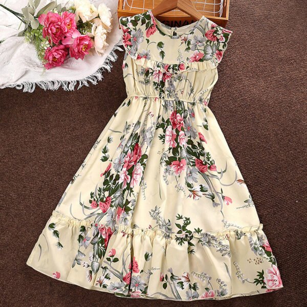 Liuliukd|Flower Dress Child-Beige-Teenager