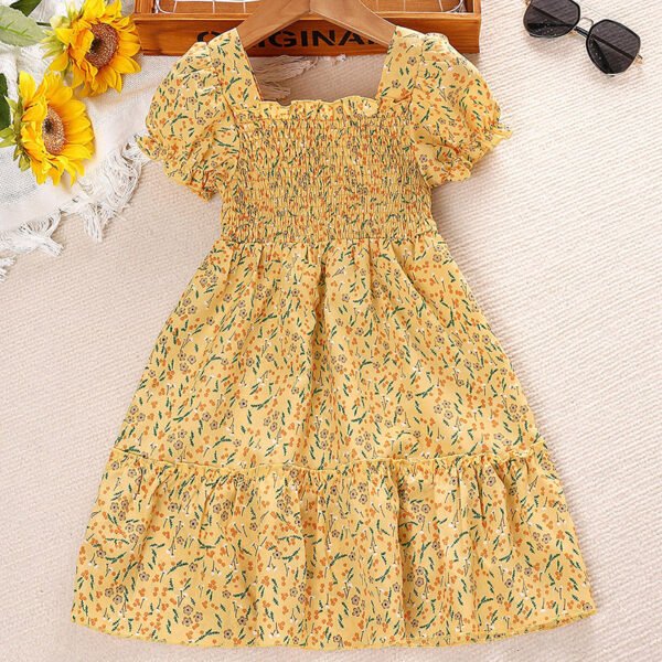 Liuliukd|Flower Kids Girls Dress-Orange-Kids