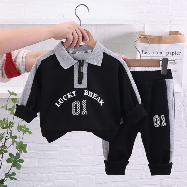 Liuliukd|Letter Patchwork Boys Clothes-Black-Kids