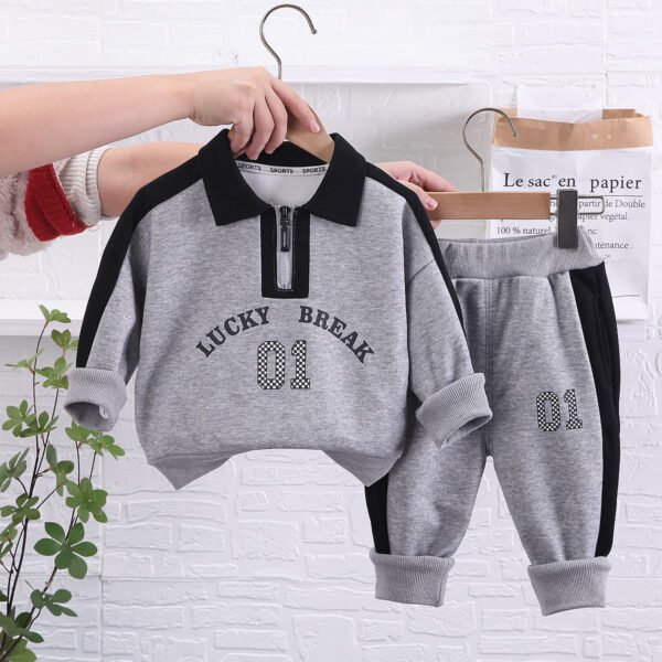 Liuliukd|Letter Patchwork Boys Clothes-Gray-Kids