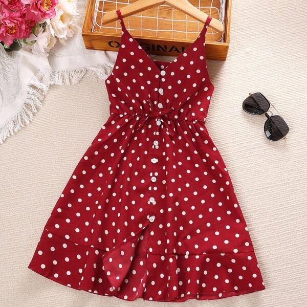 Liuliukd|Polka Dot Kids Princess Dress-Red-Kids