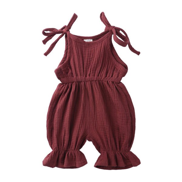 Liuliukd| Solid Cotton Linen Rompers Clothes Baby-Red-Baby