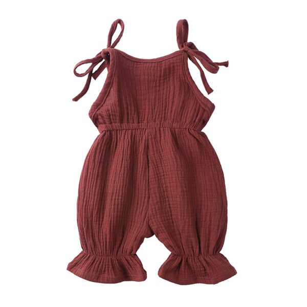 Liuliukd| Solid Cotton Linen Rompers Clothes Baby-Red-Baby