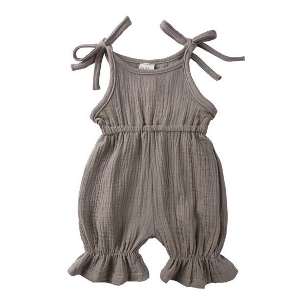 Liuliukd| Solid Cotton Linen Rompers Clothes Baby-Gray-Baby