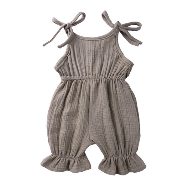 Liuliukd| Solid Cotton Linen Rompers Clothes Baby-Gray-Baby
