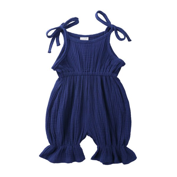 Liuliukd| Solid Cotton Linen Rompers Clothes Baby-Navy-Baby