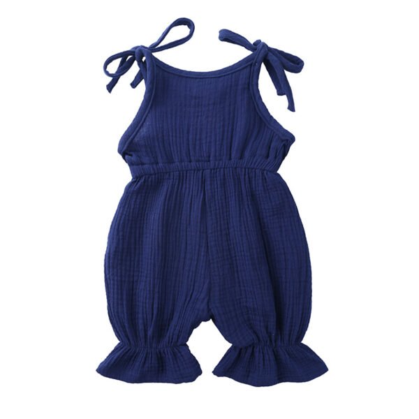 Liuliukd| Solid Cotton Linen Rompers Clothes Baby-Navy-Baby