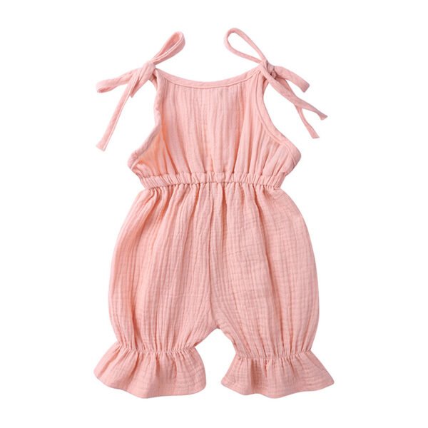 Liuliukd| Solid Cotton Linen Rompers Clothes Baby-Pink-Baby