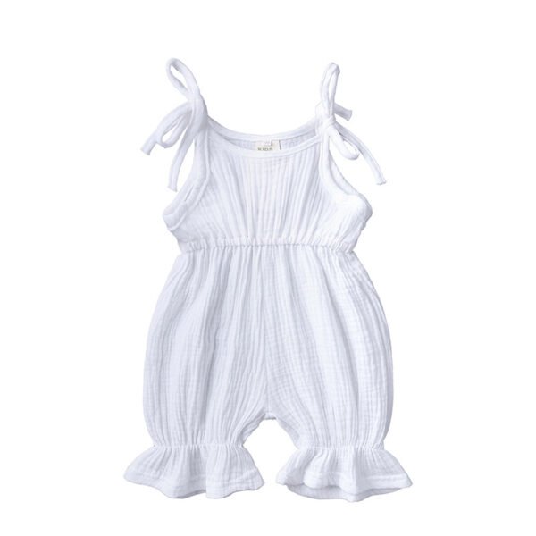 Liuliukd| Solid Cotton Linen Rompers Clothes Baby-White-Baby